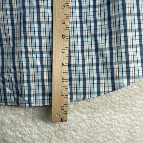 Duluth Trading Co Shirt Mens Size 3XLT Tall Blue Plaid Wrinkle Fighter Pocket - Picture 7 of 7